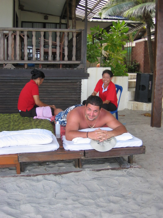 Rob getting his feet scrubbed